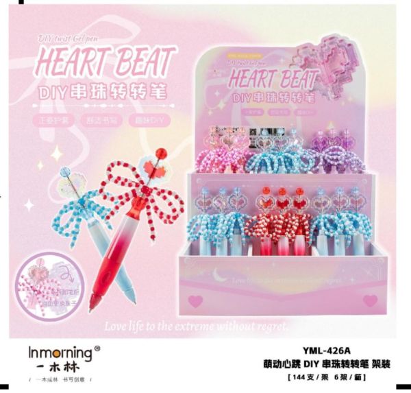 Креативная ручка с подставкой синий пастой гелевые  стержень 0,5мм в коробке 144шт