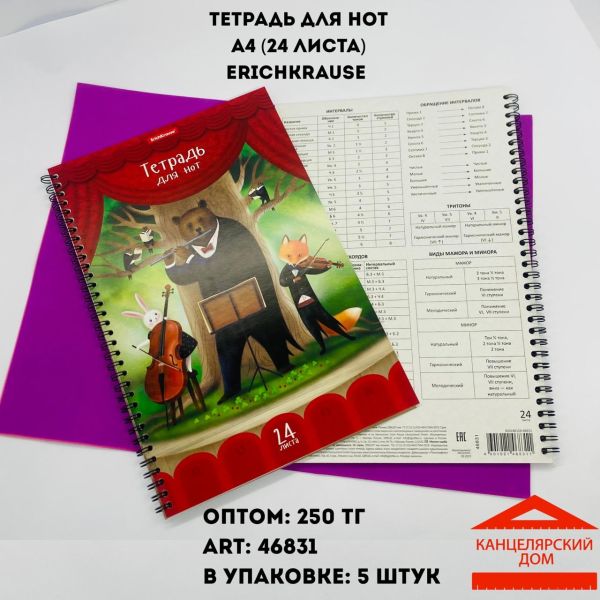 Тетрадь для нот А4 (24 листа) erichkrause 