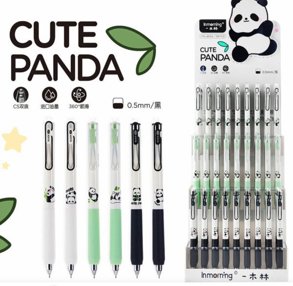 Ручка автоматический синий гелевые с тольшиной 0,5мм с подставкой в упаковке 108шт Панда