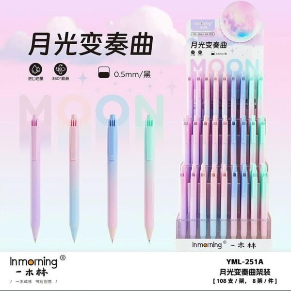 Ручка синий гелевые с тольшиной 0,5мм в упаковке 108шт. с подставкой