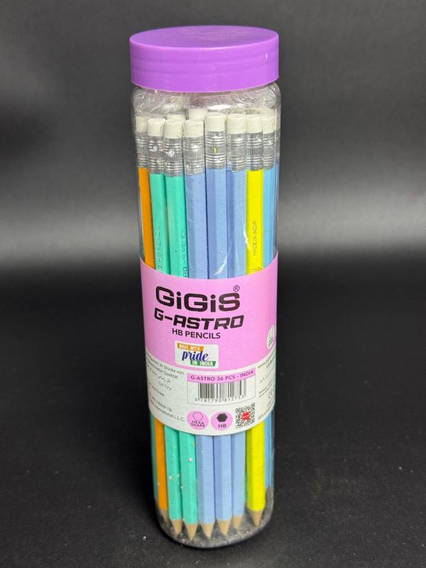 Простой карандаш с ластиком HB в упаковке 36шт корпус цветной GiGiS