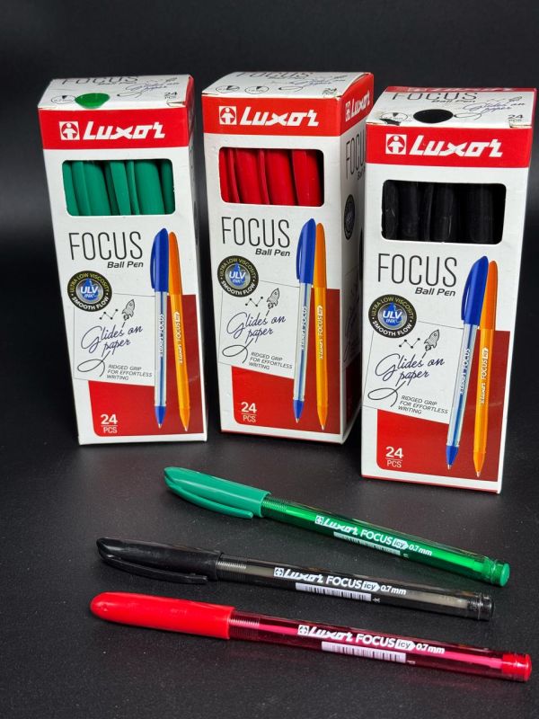 Ручка шариковая Luxor черный, красный, зелёный, в упаковке 24шт