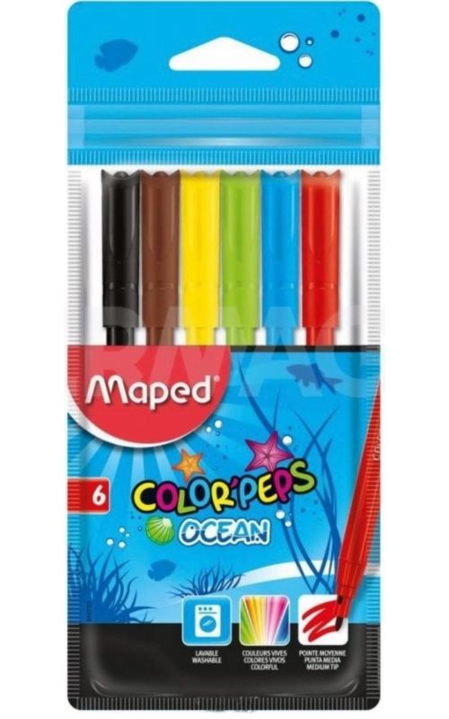Фломастер ColorPeps Ocean 6цв, в упаковке 12шт MAPED