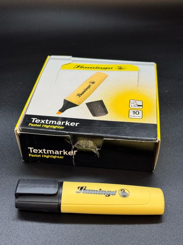 Маркер текстовыделитель желтый в упаковке 10шт