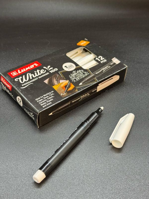 Маркер белый для черный лист 12шт, LUXOR