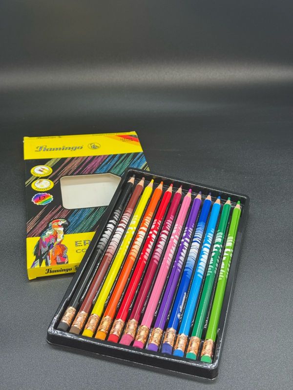 Карандаш цветной с ластиком 12цв F-542 Flamingo