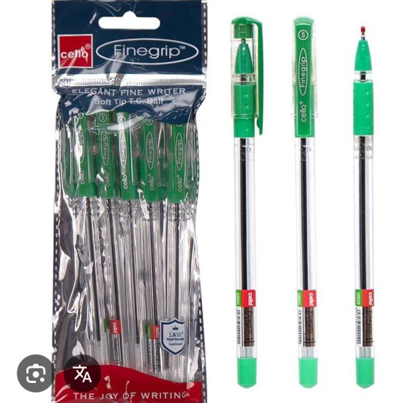Ручка "Finegrip" Cello зеленый  стержень шариковая с толщиной 0,7мм в пачке 5шт