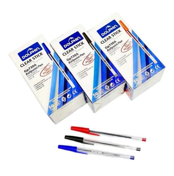 Ручка "DOLPHIN" 730 А черный  стержень шариковая с толщиной 0,7мм в пачке 50 шт