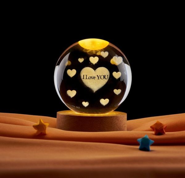 Светящийся хрустальный шар 3D ночник